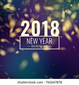 Happy New year 2018. Bright poster with an inscription and a snowy background. Vector illustration