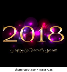 Happy New Year 2018! Bright balls on a black background