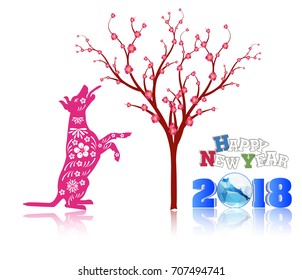 Happy New Year 2018 brush Celebration Chinese New Year of the dog. lunar new year 
