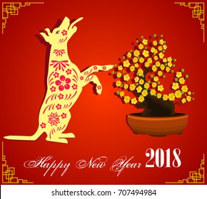 Happy New Year 2018 brush Celebration Chinese New Year of the dog. lunar new year 