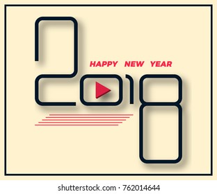 Happy new year 2018 calendar cover. Abstract minimalist style background, typographic vector illustration for annual report or year plan.