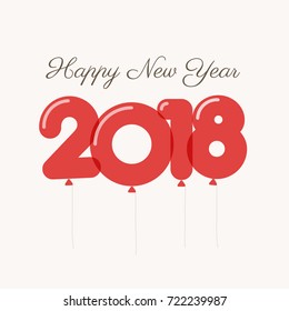 Happy new year 2018 card, balloons font, editable vector design