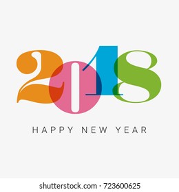 Happy new year 2018 card, numbers font. Editable vector design.