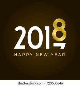 Happy new year 2018 card, movement type. Editable vector design.