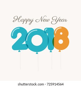 Happy new year 2018 card, balloons font, editable vector design