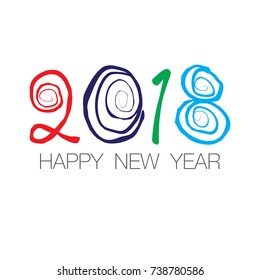 Happy new year 2018 card, numbers font. Editable vector design.