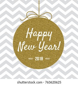 Happy New Year 2018 card with gold detail