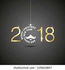 Happy New Year 2018 Christmas ball Santa black vector