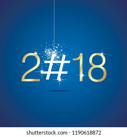 Happy New Year 2018 Christmas hashtag blue vector