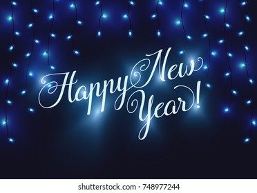 Happy new year 2018. Christmas lights decoration background. New year light decoration.