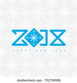 Happy New Year 2018 or Christmas Background with snowflakes. Vector illustration with pattern