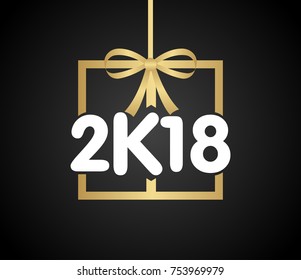 Happy New Year 2018 and Christmas. Greating cards in flat design style. Vector.