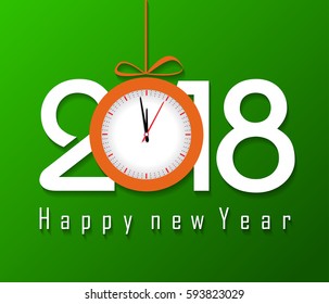 Happy new year 2018 with clock 
