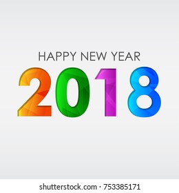happy new year 2018 in colored figures, greeting card, holiday seasonal concept, vector
