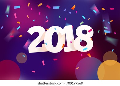 Happy new year 2018 Colorful celebration confetti illustration design graphics