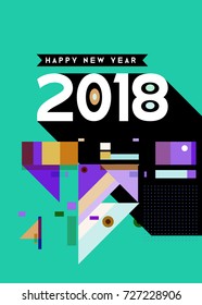 Happy New Year 2018 colorful abstract design, vector elements for calendar and greeting card.
