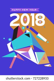 Happy New Year 2018 colorful abstract design, vector elements for calendar and greeting card.