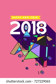 Happy New Year 2018 colorful abstract design, vector elements for calendar and greeting card.