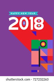 Happy New Year 2018 colorful abstract design, vector elements for calendar and greeting card.