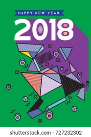 Happy New Year 2018 colorful abstract design, vector elements for calendar and greeting card.