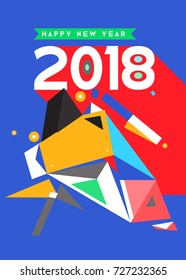 Happy New Year 2018 colorful abstract design, vector elements for calendar and greeting card.