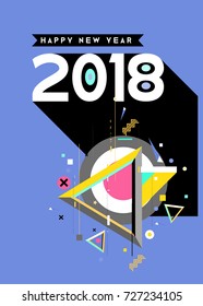 Happy New Year 2018 colorful abstract design, vector elements for calendar and greeting card.