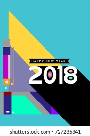 Happy New Year 2018 colorful abstract design, vector elements for calendar and greeting card.