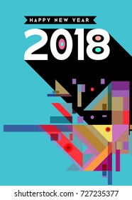 Happy New Year 2018 colorful abstract design, vector elements for calendar and greeting card.