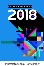 Happy New Year 2018 colorful abstract design, vector elements for calendar and greeting card.