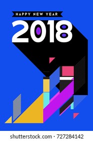 Happy New Year 2018 colorful abstract design, vector elements for calendar and greeting card.