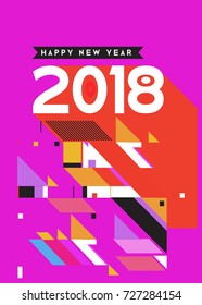 Happy New Year 2018 colorful abstract design, vector elements for calendar and greeting card.