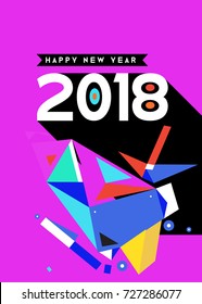 Happy New Year 2018 colorful abstract design, vector elements for calendar and greeting card.