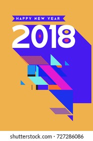 Happy New Year 2018 colorful abstract design, vector elements for calendar and greeting card.