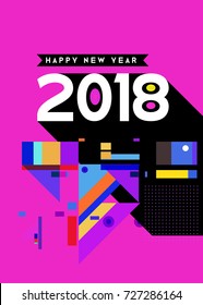 Happy New Year 2018 colorful abstract design, vector elements for calendar and greeting card.
