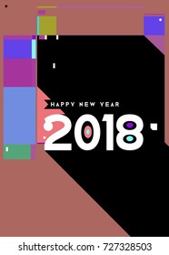 Happy New Year 2018 colorful abstract design, vector elements for calendar and greeting card.