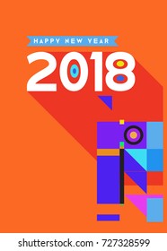 Happy New Year 2018 colorful abstract design, vector elements for calendar and greeting card.