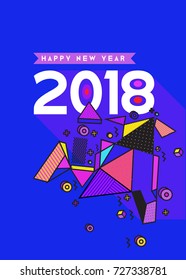 Happy New Year 2018 colorful abstract design, vector elements for calendar and greeting card.