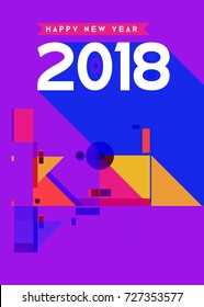 Happy New Year 2018 colorful abstract design, vector elements for calendar and greeting card.