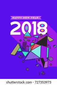 Happy New Year 2018 colorful abstract design, vector elements for calendar and greeting card.