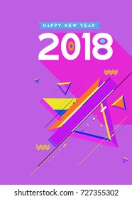 Happy New Year 2018 colorful abstract design, vector elements for calendar and greeting card.