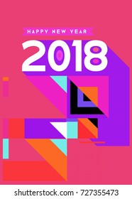 Happy New Year 2018 colorful abstract design, vector elements for calendar and greeting card.