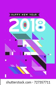 Happy New Year 2018 colorful abstract design, vector elements for calendar and greeting card.