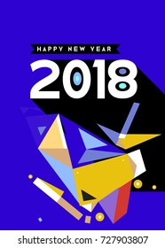 Happy New Year 2018 colorful abstract design, vector elements for calendar and greeting card.