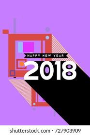 Happy New Year 2018 colorful abstract design, vector elements for calendar and greeting card.