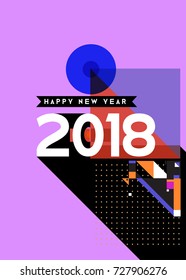 Happy New Year 2018 colorful abstract design, vector elements for calendar and greeting card.
