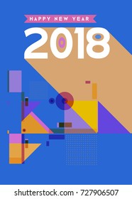 Happy New Year 2018 colorful abstract design, vector elements for calendar and greeting card.