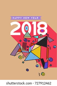 Happy New Year 2018 colorful abstract design, vector elements for calendar and greeting card.