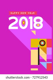 Happy New Year 2018 colorful abstract design, vector elements for calendar and greeting card.