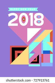 Happy New Year 2018 colorful abstract design, vector elements for calendar and greeting card.
