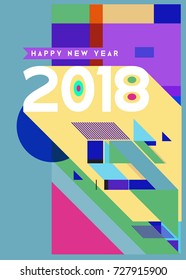 Happy New Year 2018 colorful abstract design, vector elements for calendar and greeting card.